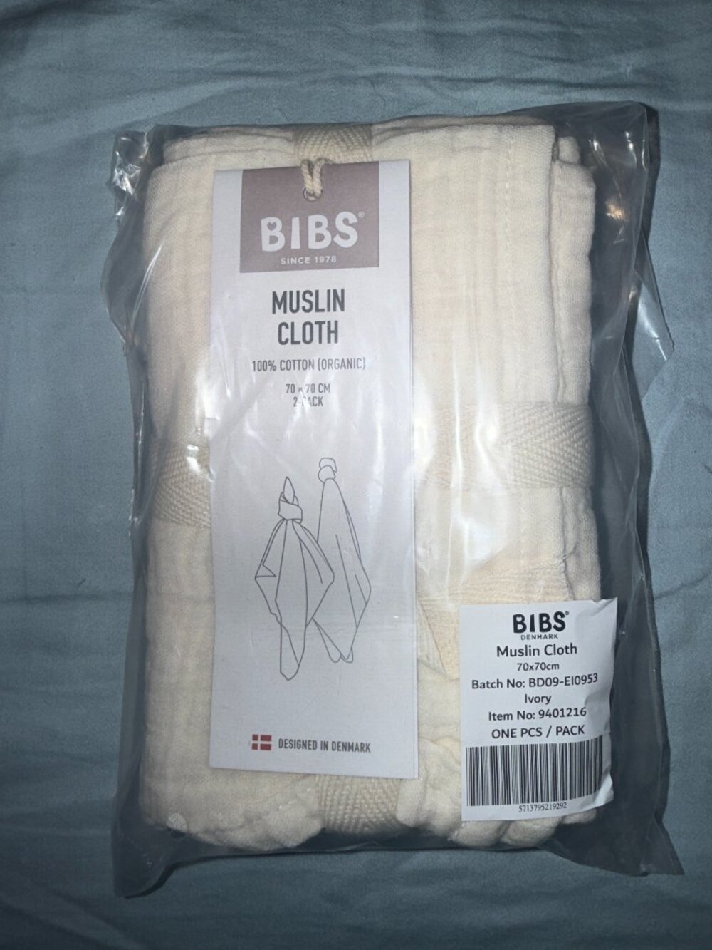 BIBS Denmark Organic Muslin Cloth 2 Pack NEW